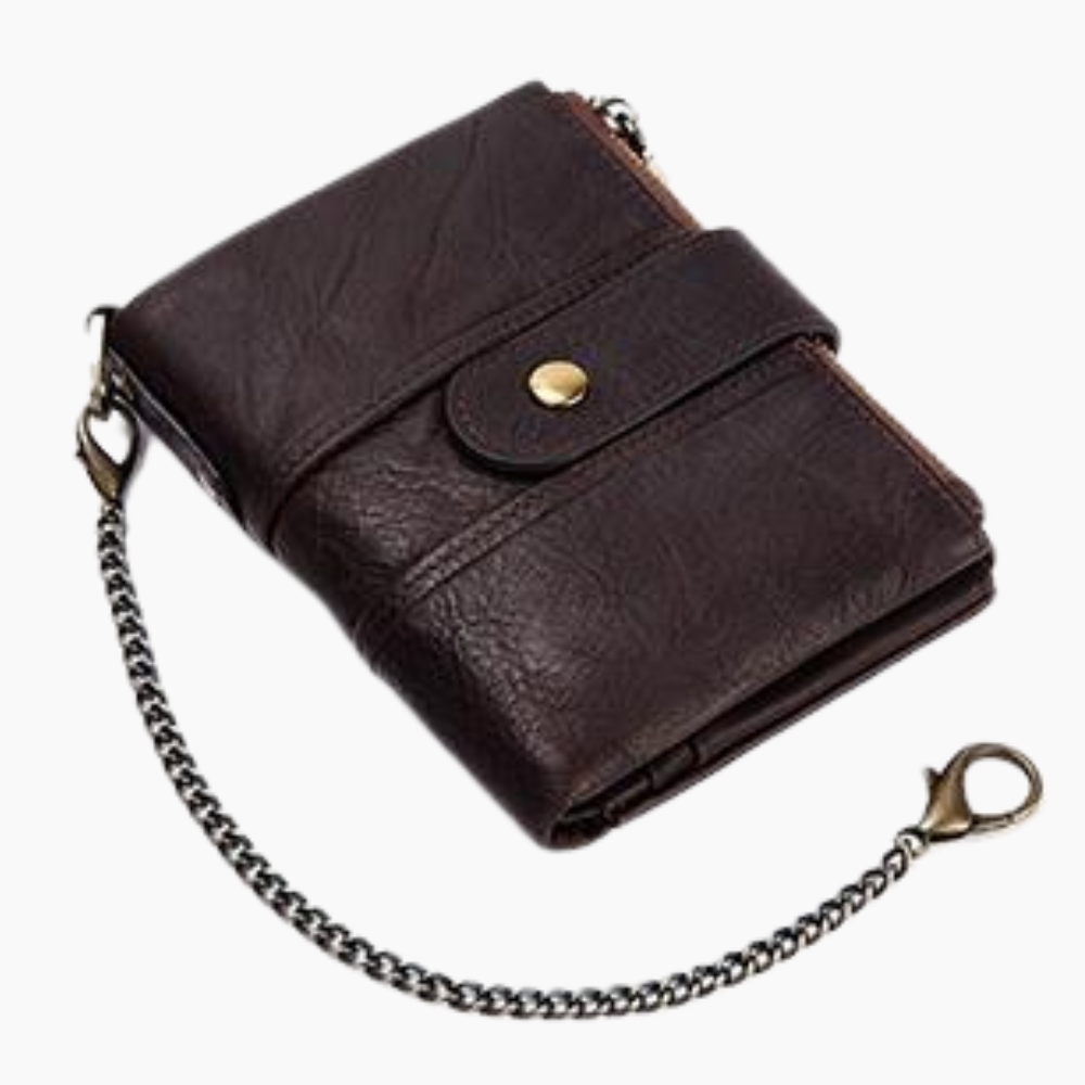 Genuine Leather Anti-theft Retro Wallet With Chain