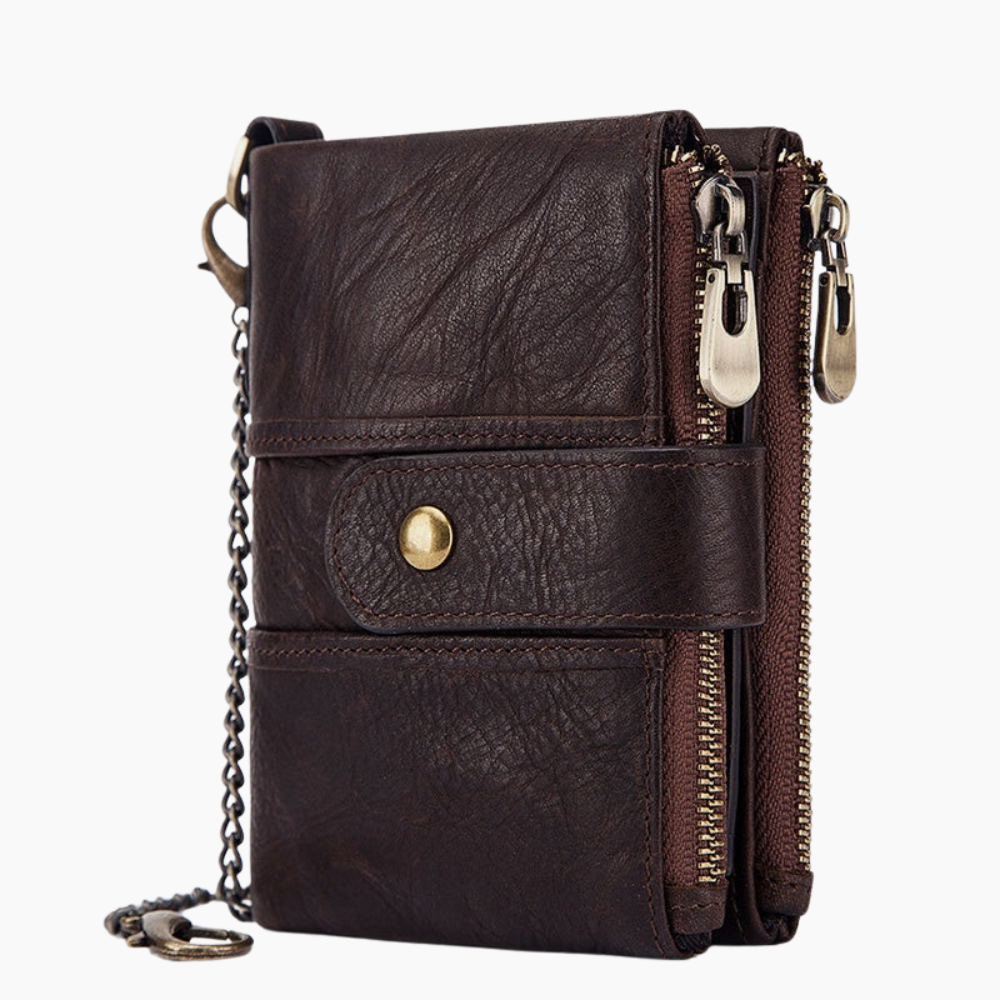 Genuine Leather Anti-theft Retro Wallet With Chain