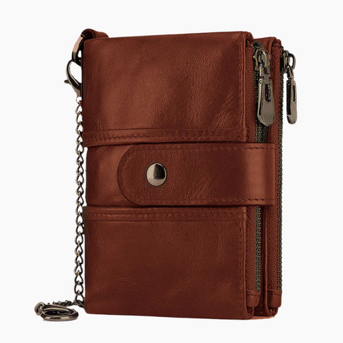 Genuine Leather Anti-theft Retro Wallet With Chain