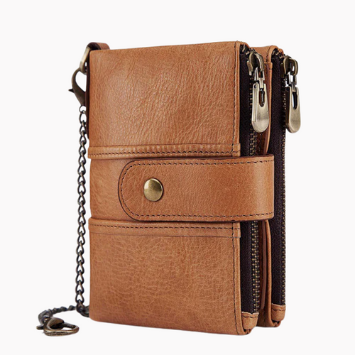 Genuine Leather Anti-theft Retro Wallet With Chain