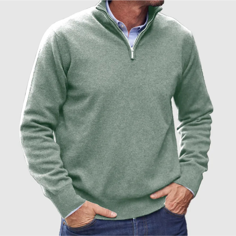 Italian Cashmere Zip Sweater for Men