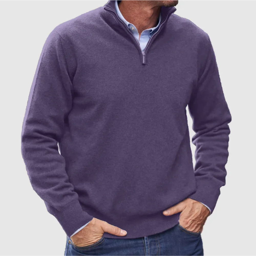 Italian Cashmere Zip Sweater for Men