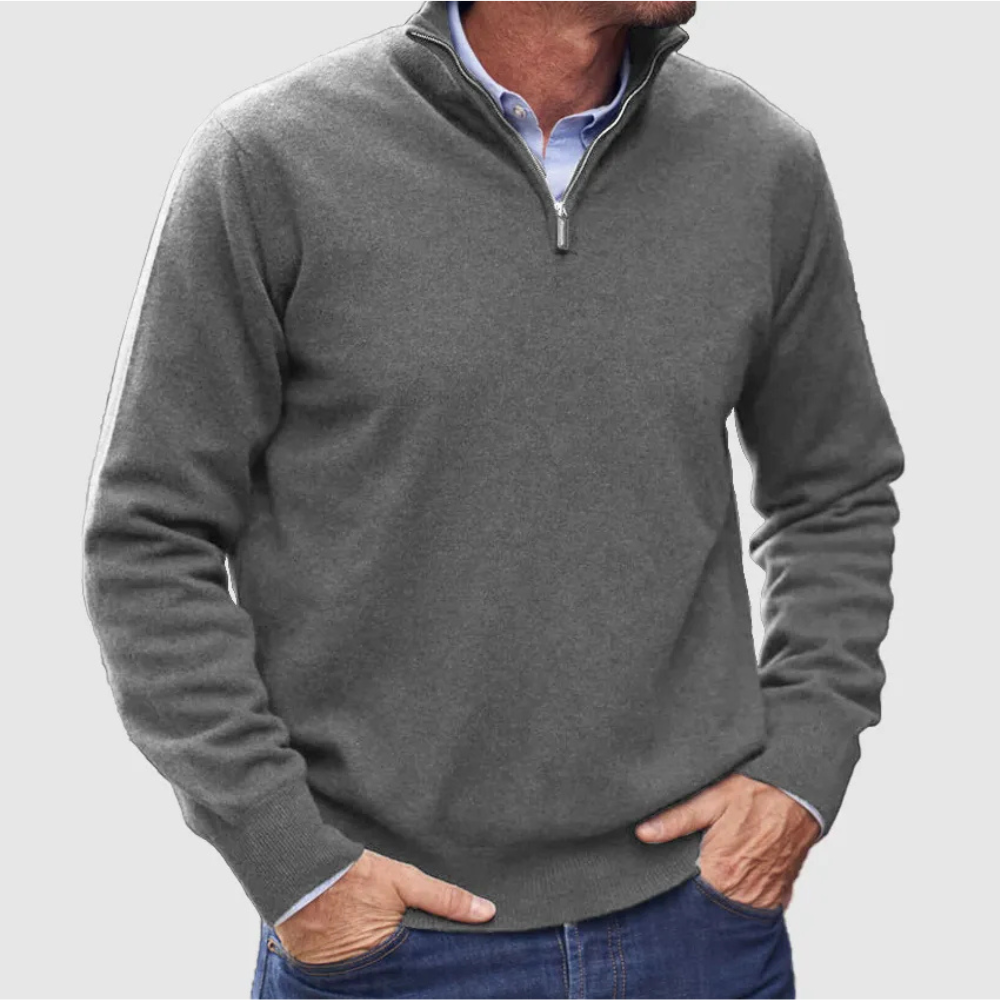 Italian Cashmere Zip Sweater for Men