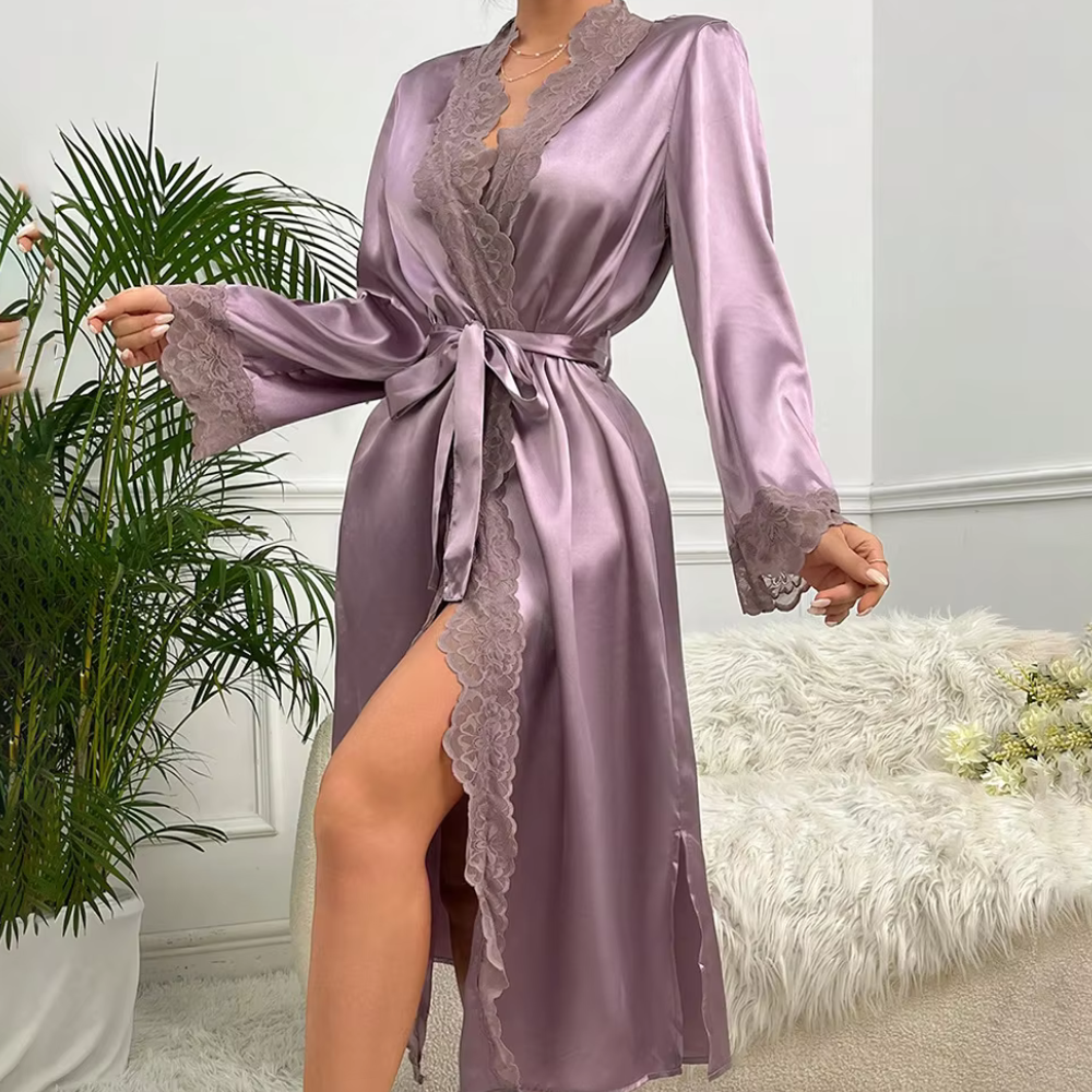 Satin Nightrobe With Lace Details