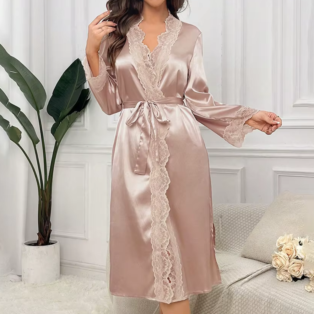 Satin Nightrobe With Lace Details