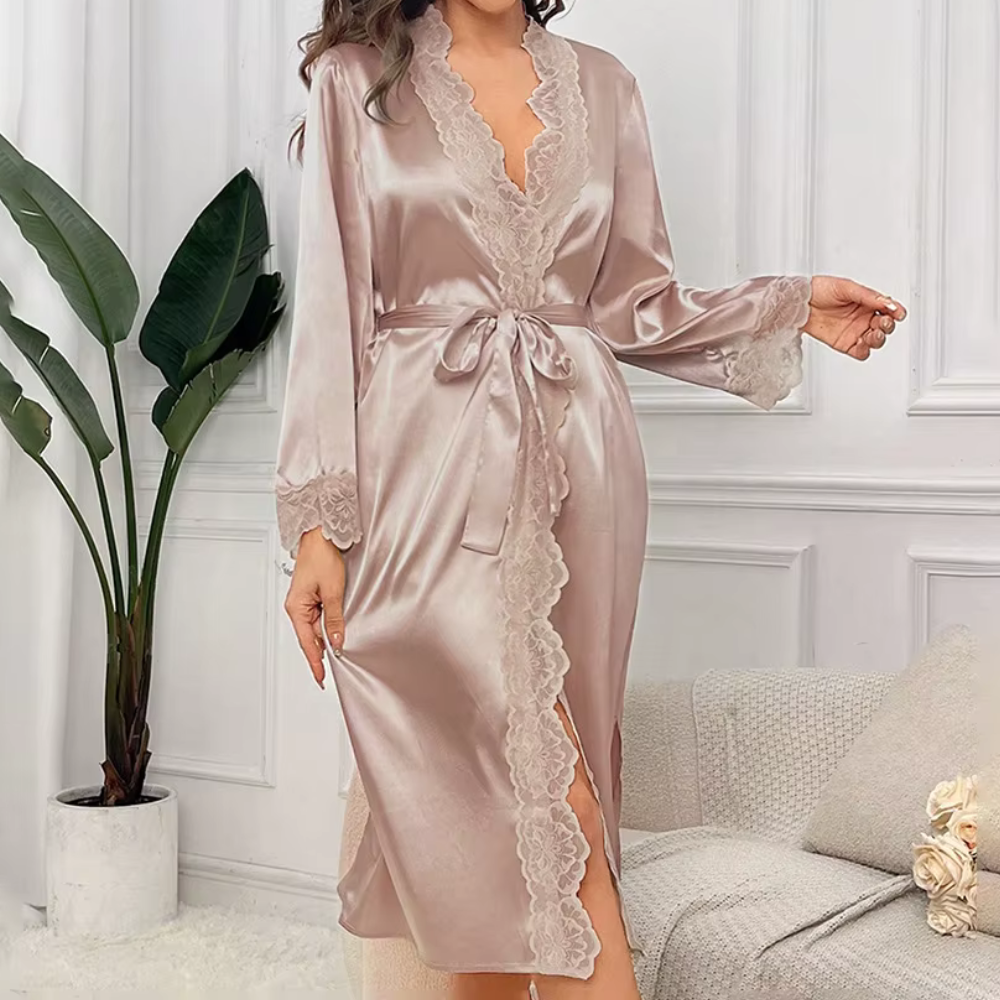 Satin Nightrobe With Lace Details