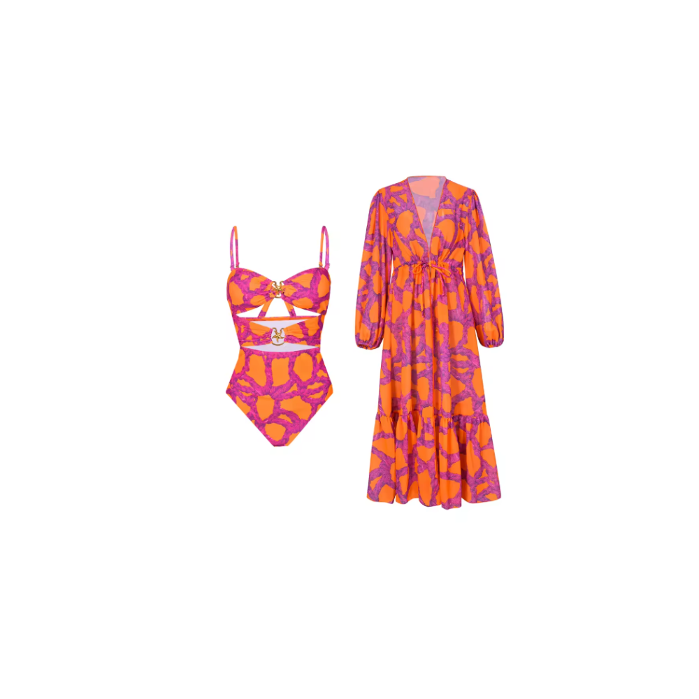 Floral Bloom One piece & Cover up Beach Set