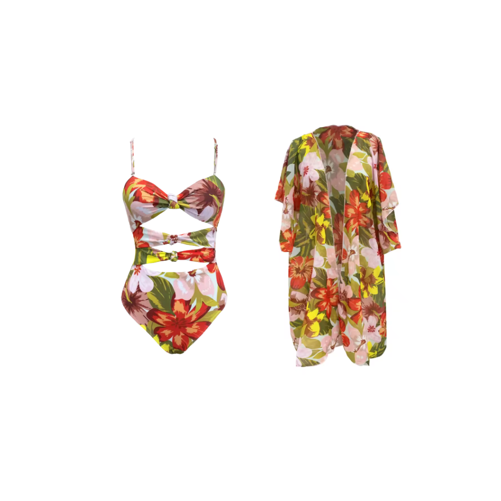 Floral Bloom One piece & Cover up Beach Set