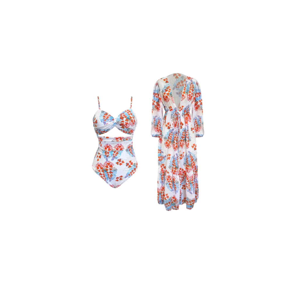 Floral Bloom One piece & Cover up Beach Set