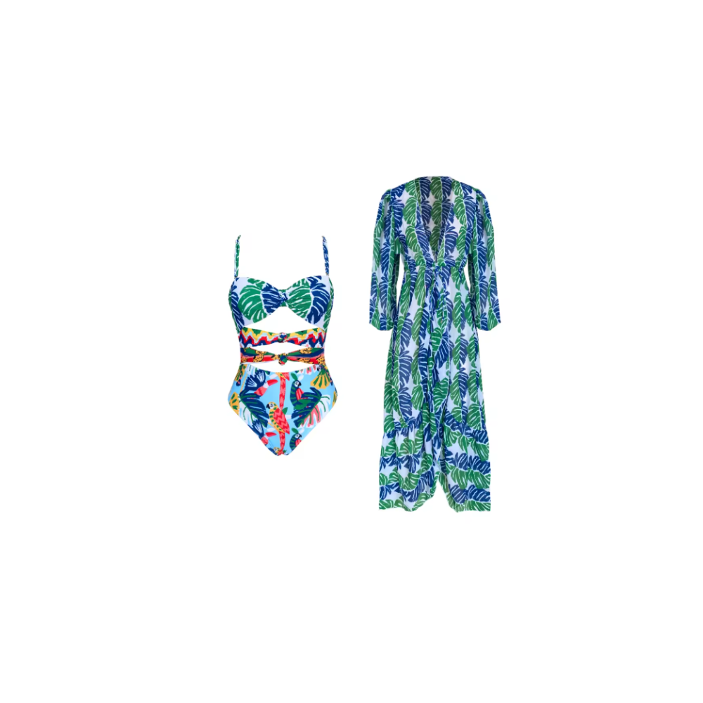 Floral Bloom One piece & Cover up Beach Set