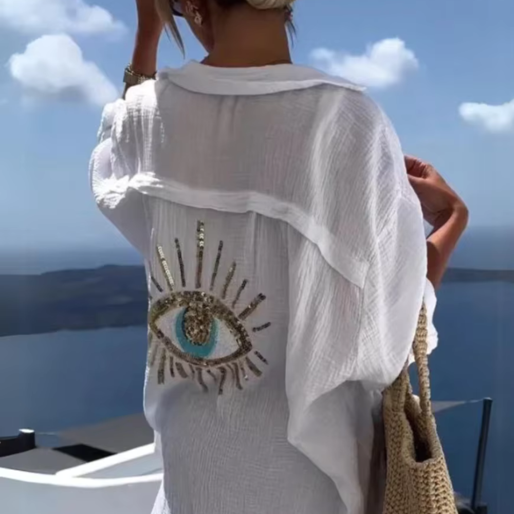 Blue evil eye Oversized Beach Shirt