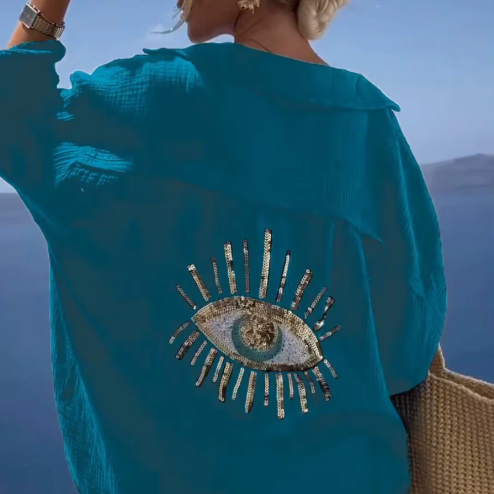 Blue evil eye Oversized Beach Shirt