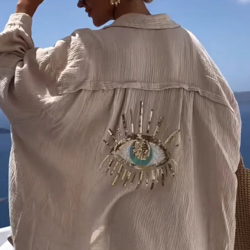 Blue evil eye Oversized Beach Shirt