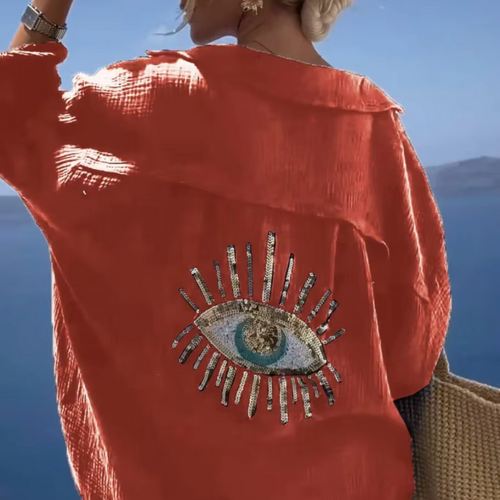 Blue evil eye Oversized Beach Shirt