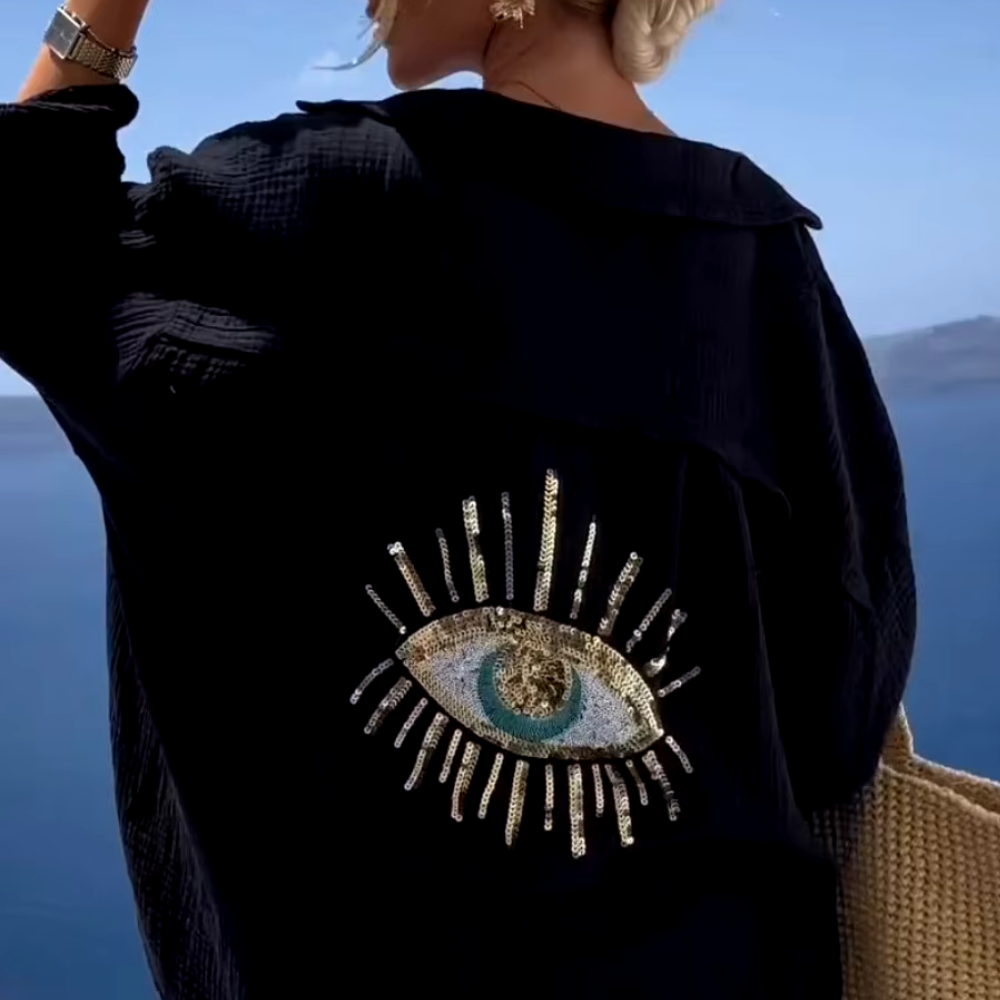 Blue evil eye Oversized Beach Shirt