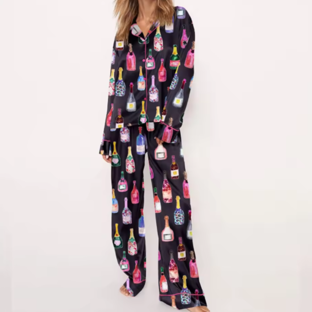 Prosecco Party Print Long Sleeve PJ Set