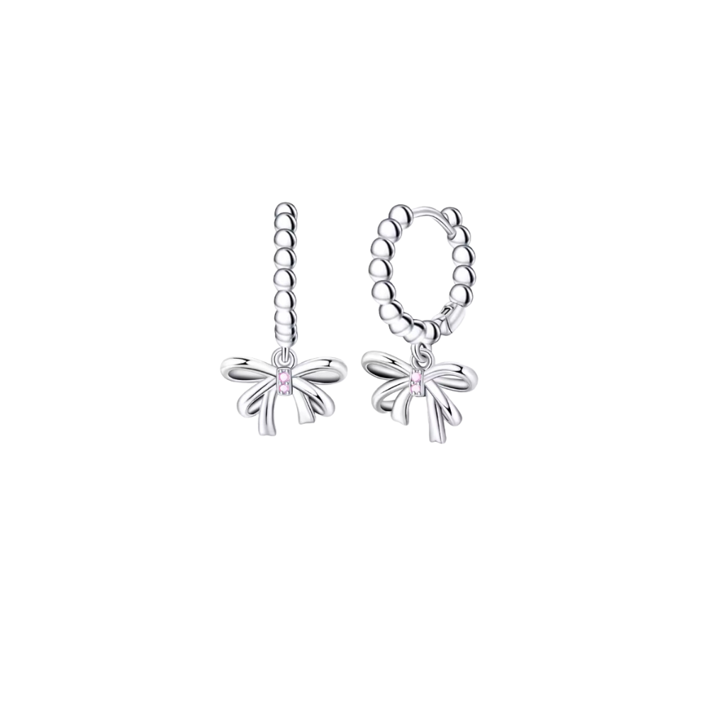 Pearl Hoop Bow Earrings