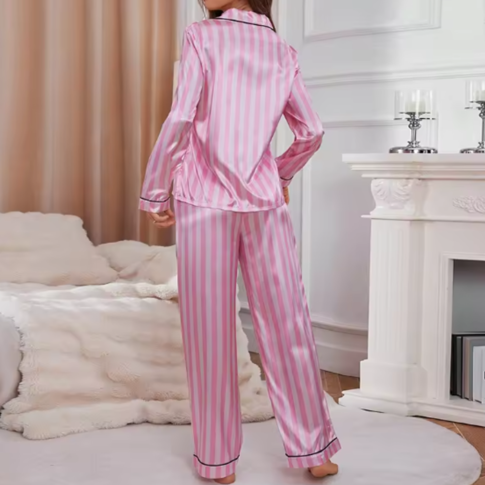 Pink Stripe Silk Set