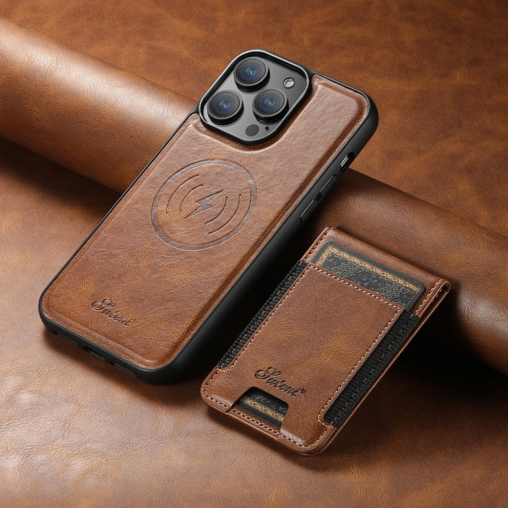 LuxLeather Phone Case with Built-in Card Holder & MagSafe Compatibility