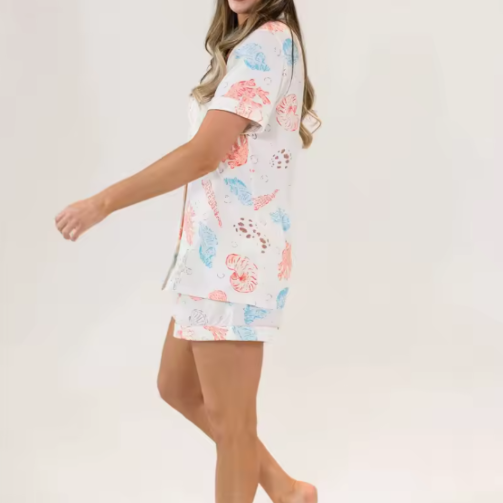 Seashell Print Short Sleeve PJ Set