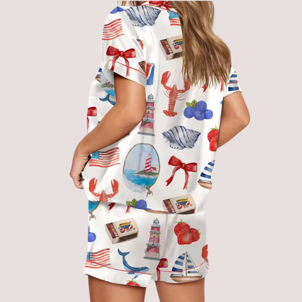 Printed Short Sleeve PJ Set