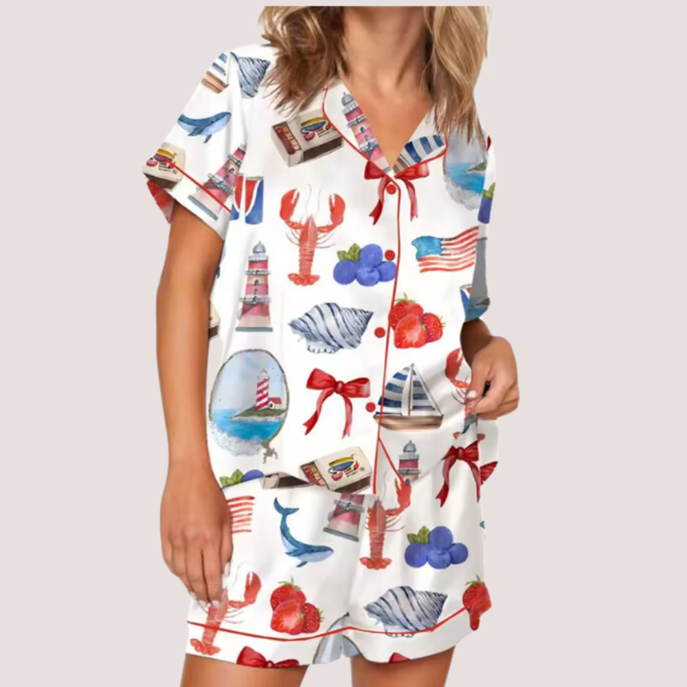 Printed Short Sleeve PJ Set