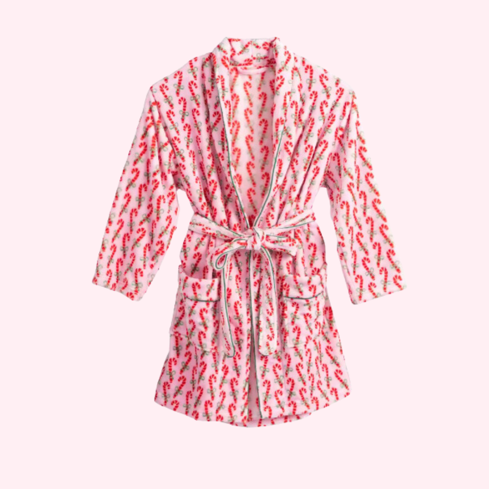 Candy Cane Print Plush Robe