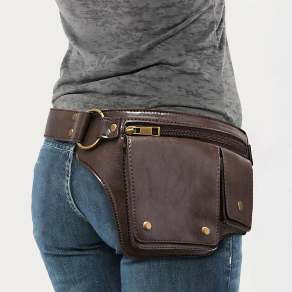 Retro Vegan Leather Waist Bag Travel Daypack Everyday Carry Purse