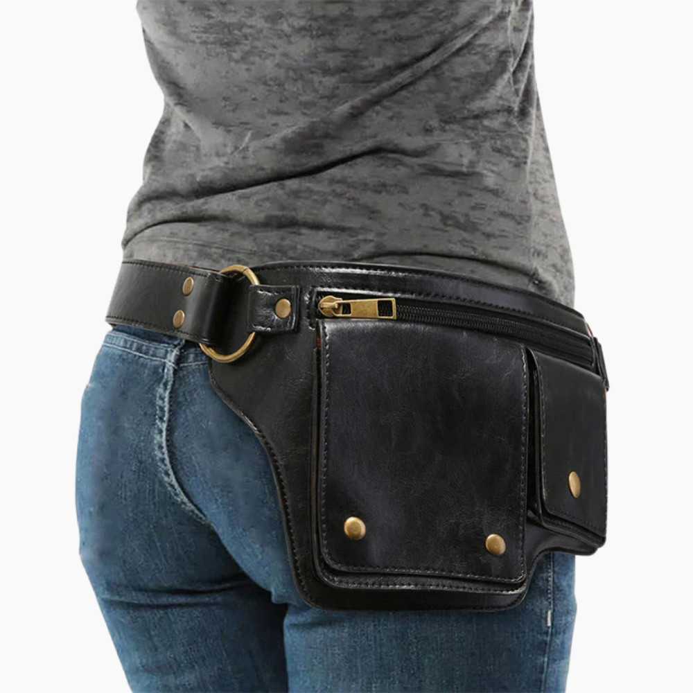 Retro Vegan Leather Waist Bag Travel Daypack Everyday Carry Purse