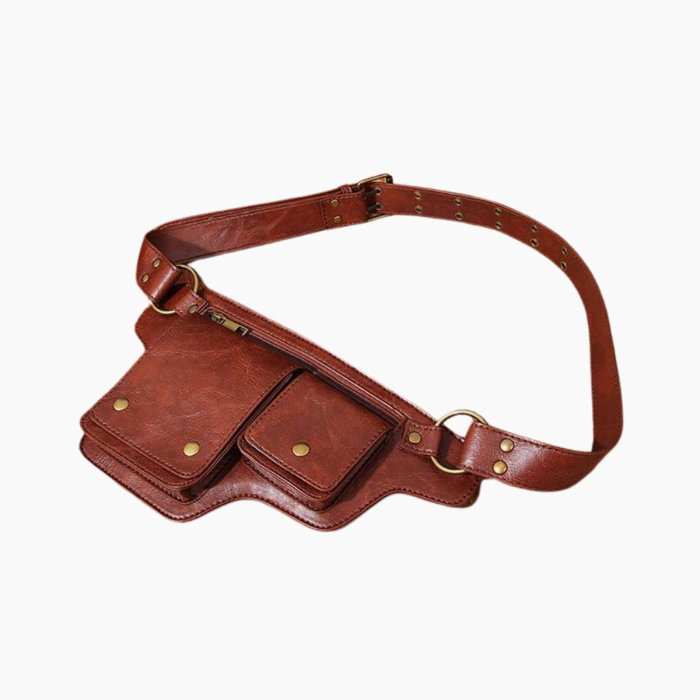 Retro Vegan Leather Waist Bag Travel Daypack Everyday Carry Purse