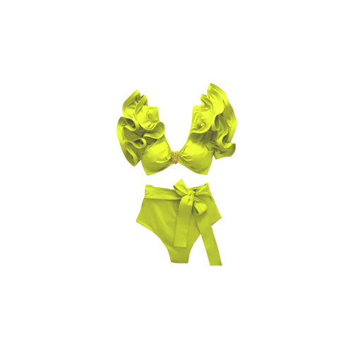 Flirty Ruffle Shoulder Bikini Set