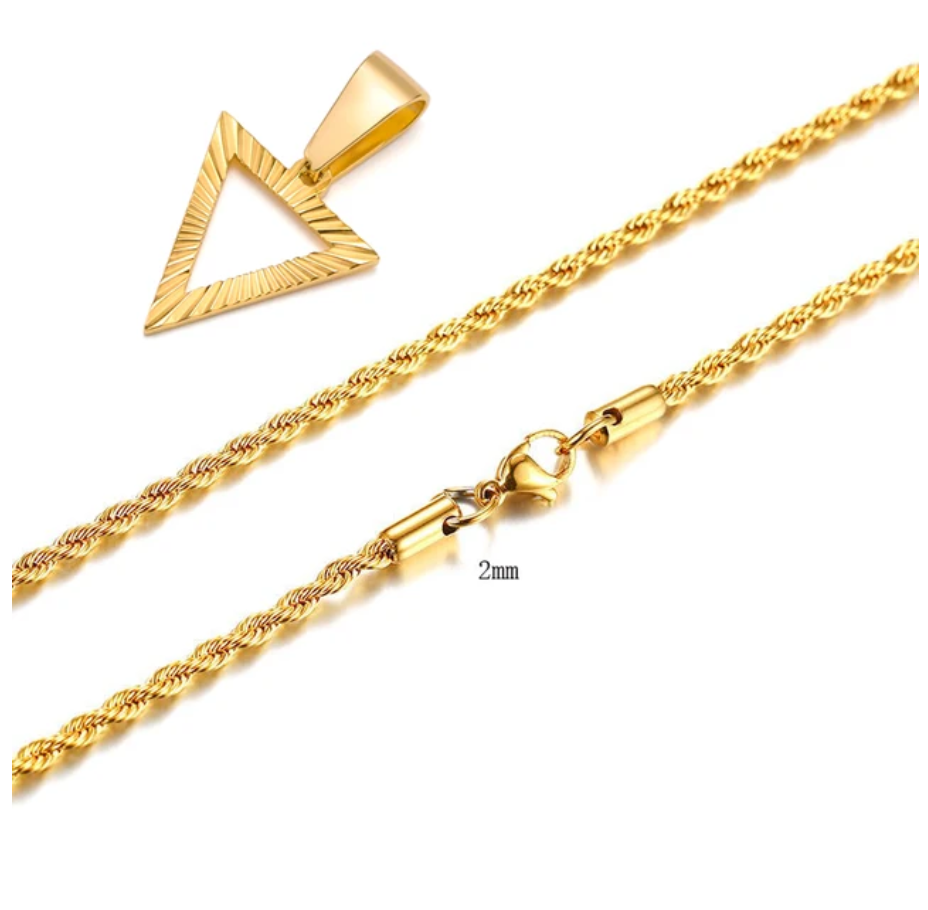 Geometric Pleated Triangle Pendant Necklace