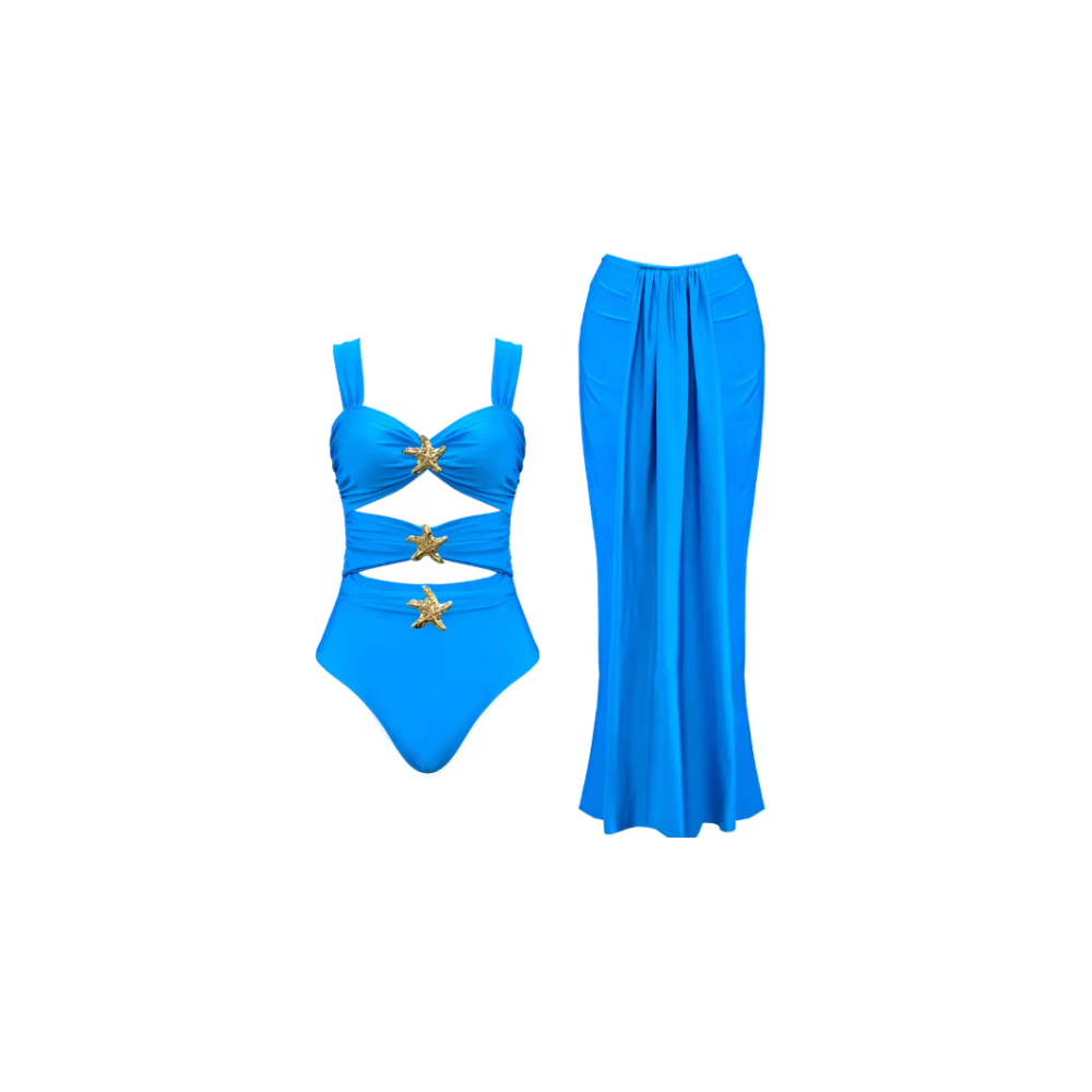 Starfish One Piece Swimwear Skirt Set