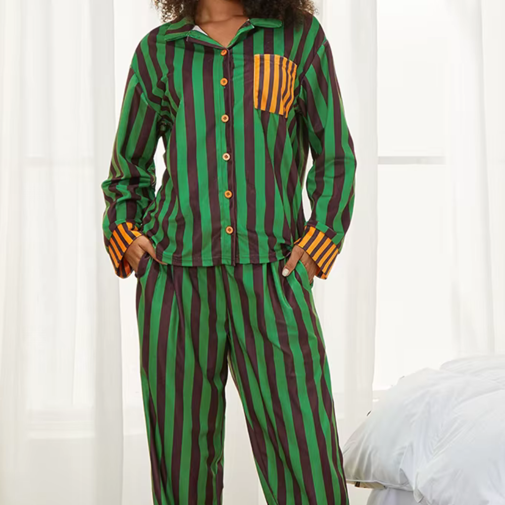 Striped Long Sleeve Christmas PJ Set