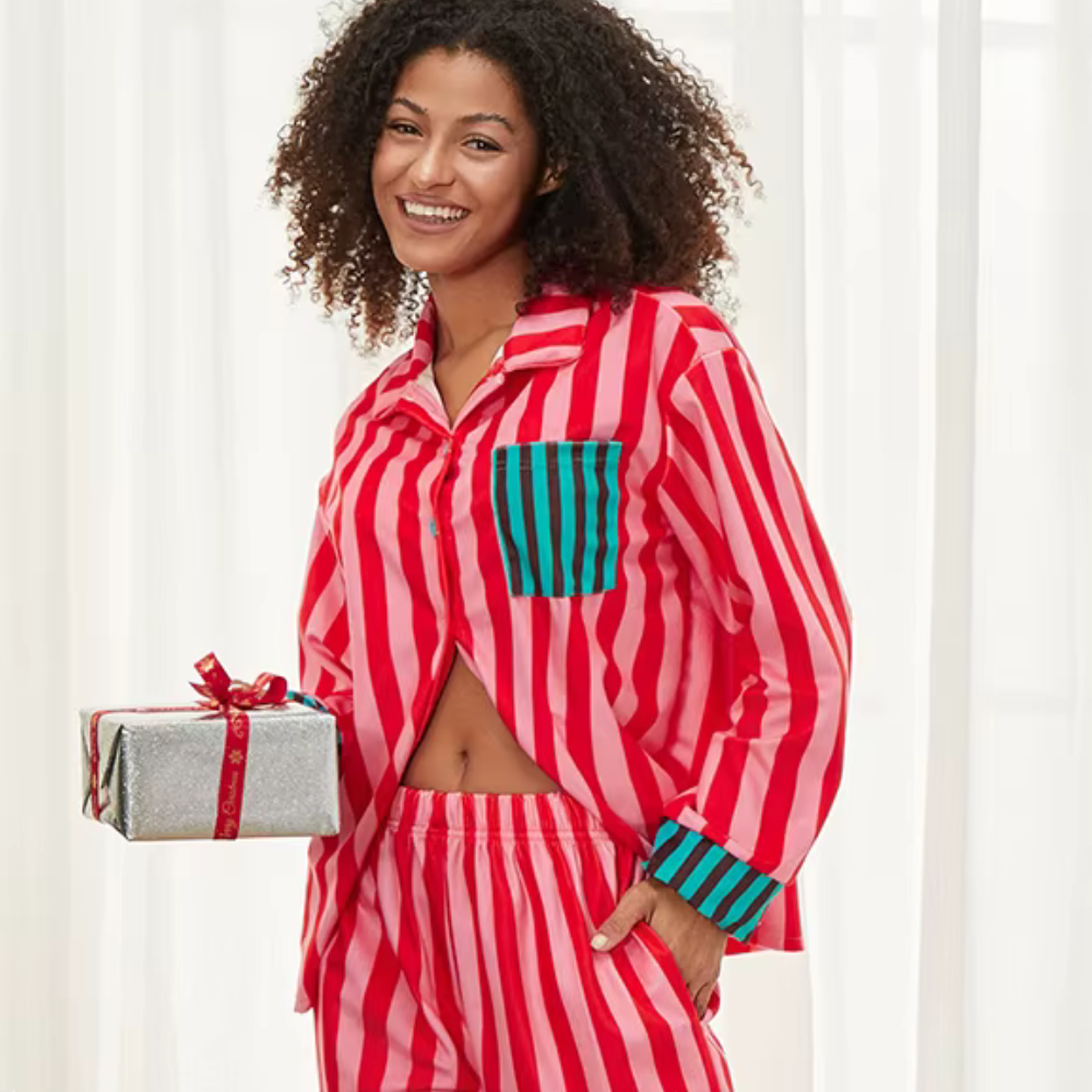 Striped Long Sleeve Christmas PJ Set