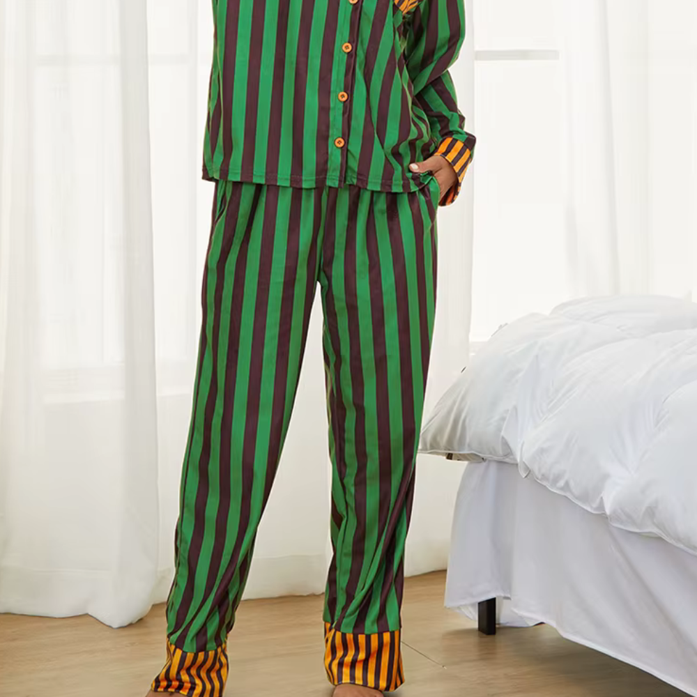 Striped Long Sleeve Christmas PJ Set