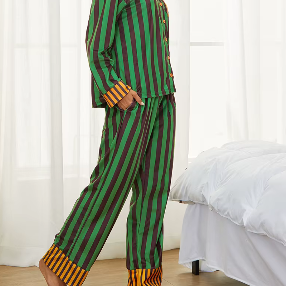 Striped Long Sleeve Christmas PJ Set