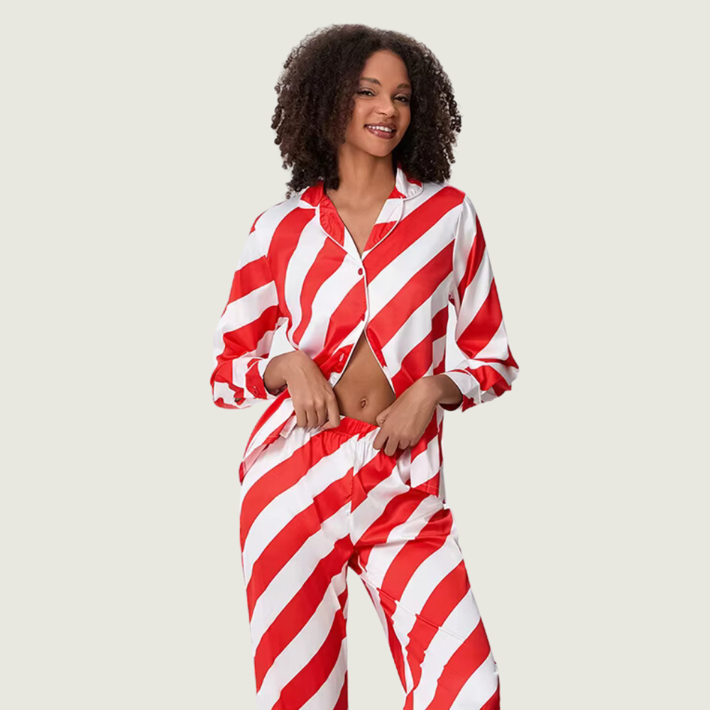 Striped Long Sleeve Holiday PJ Set