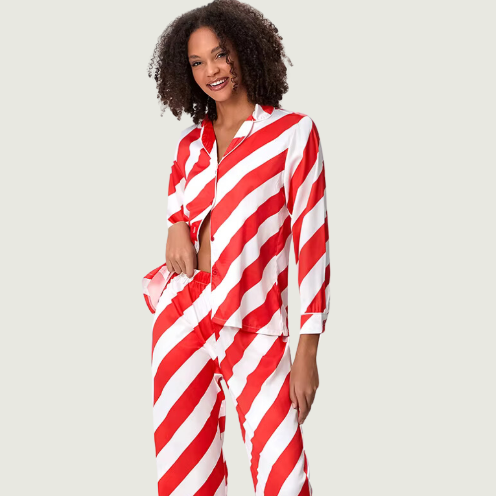 Striped Long Sleeve Holiday PJ Set