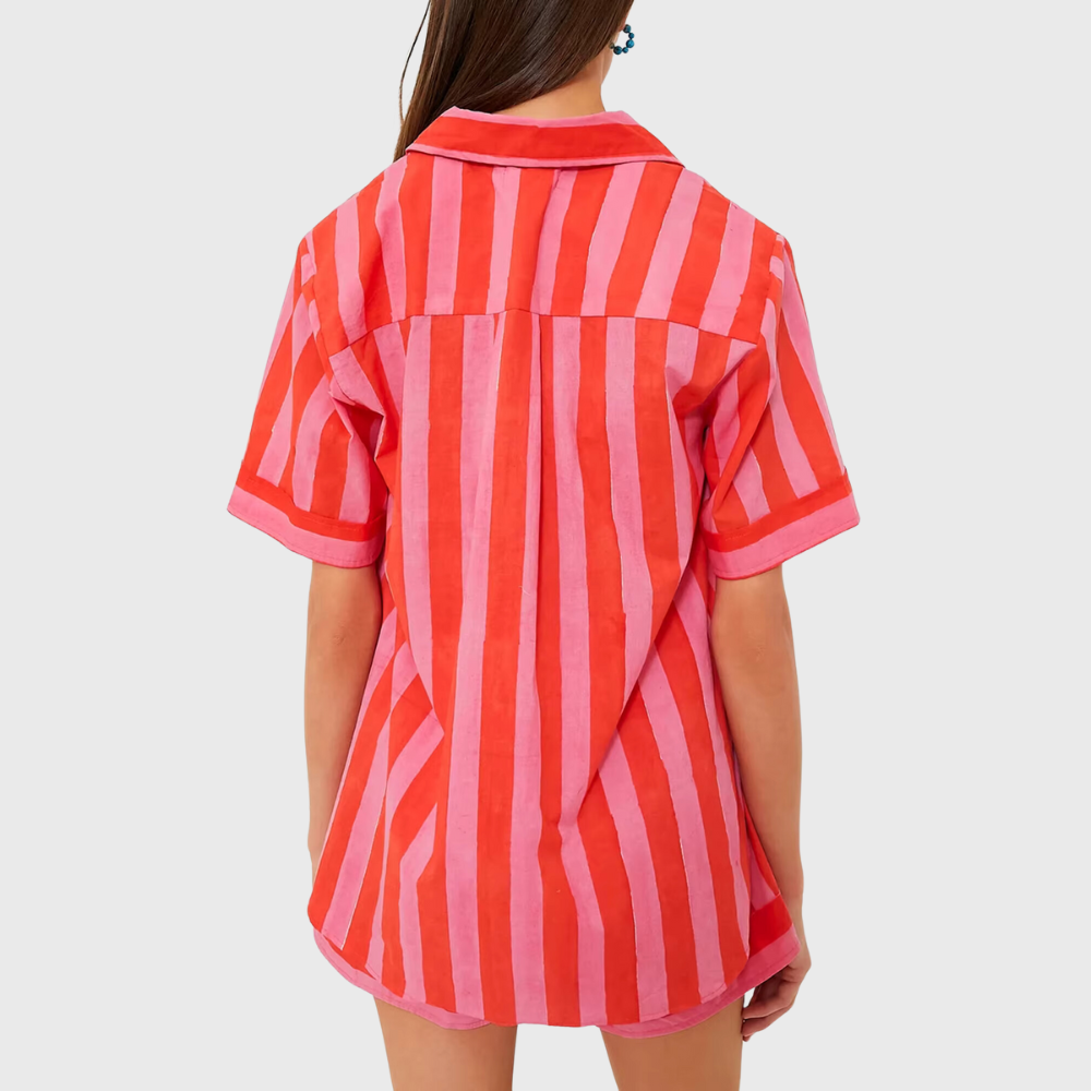 Striped Short Sleeve Loose PJ Set