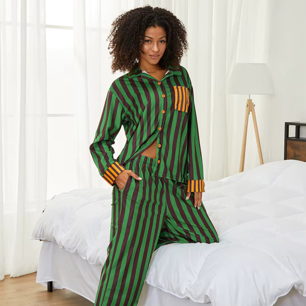 Striped Long Sleeve Christmas PJ Set