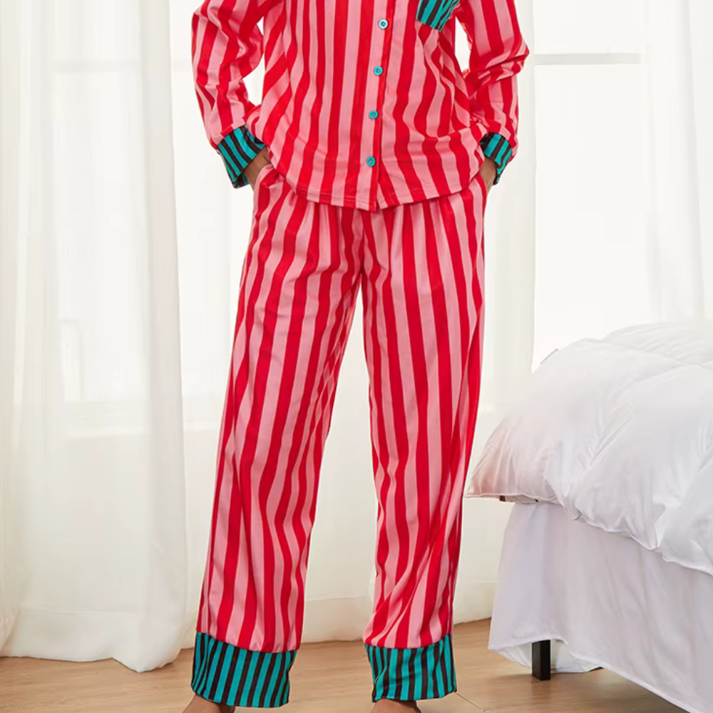 Striped Long Sleeve Christmas PJ Set