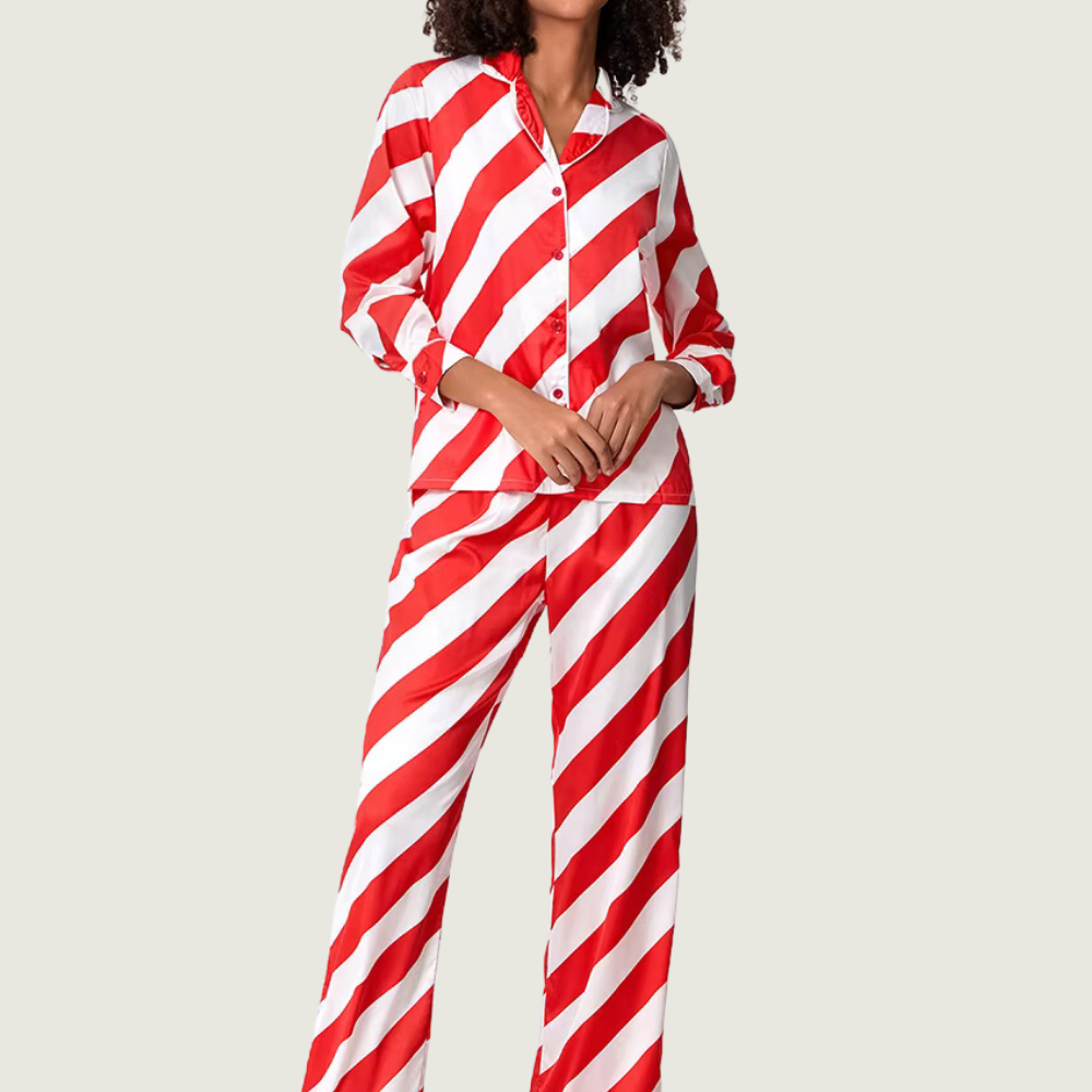 Striped Long Sleeve Holiday PJ Set