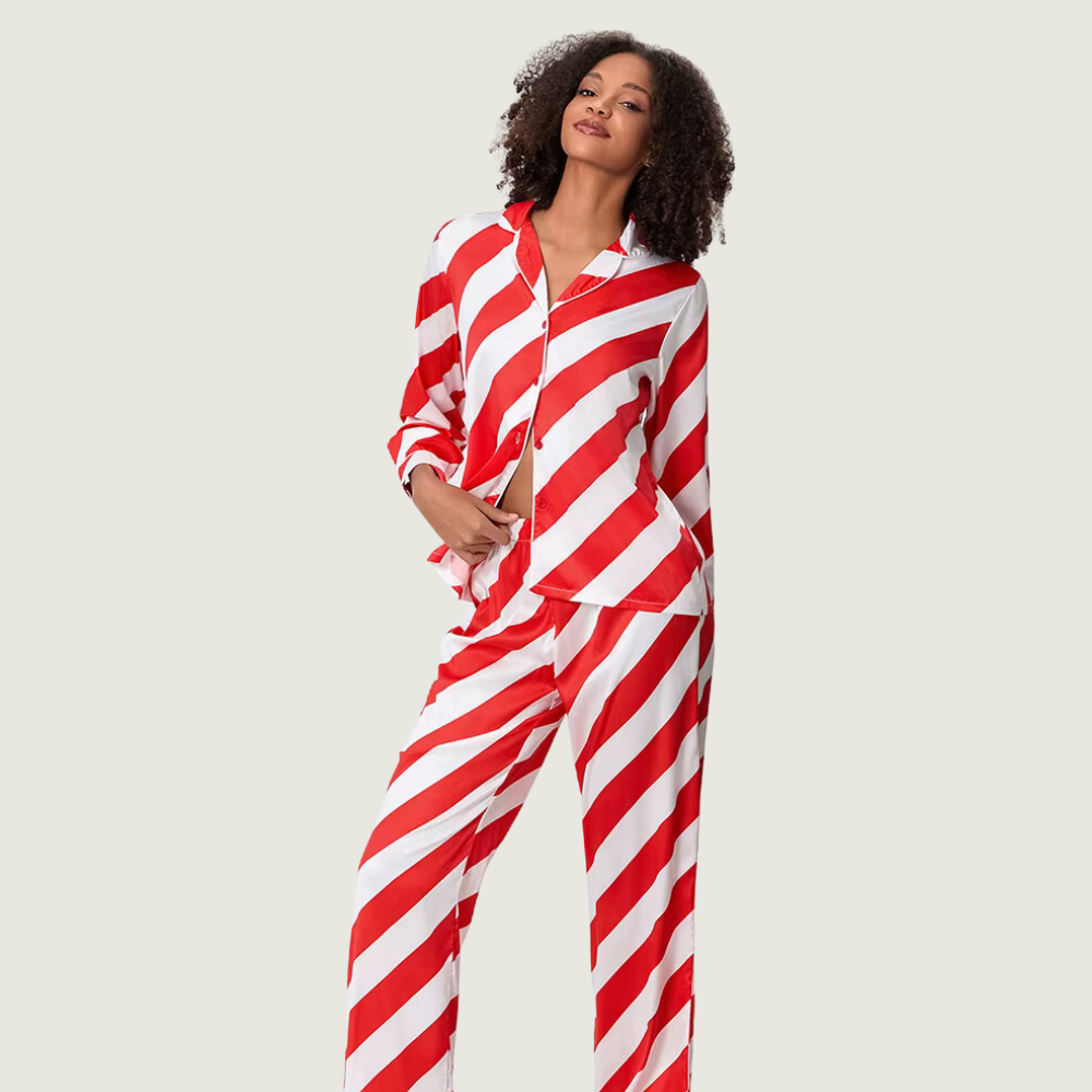 Striped Long Sleeve Holiday PJ Set