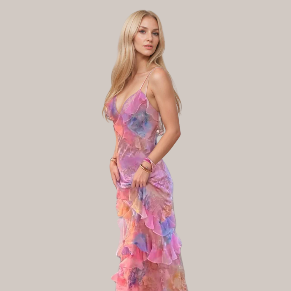 Sunset Serenity Chiffon Maxi Dress