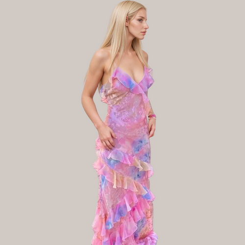 Sunset Serenity Chiffon Maxi Dress