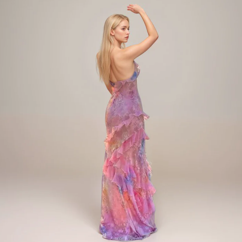 Sunset Serenity Chiffon Maxi Dress