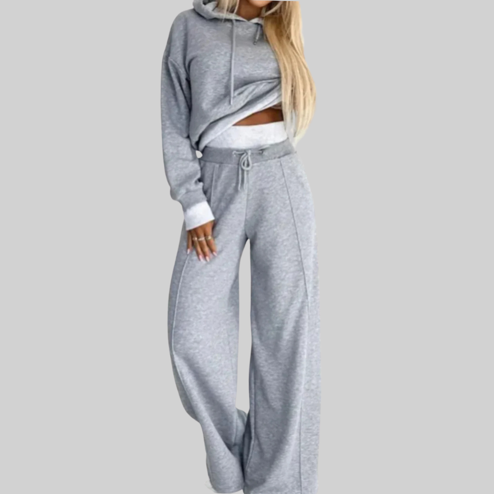 Two Piece Set Hoodie with Wide Leg Bottoms