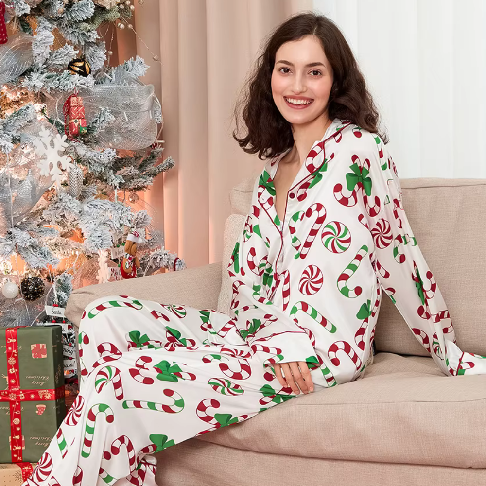 Christmas Print Long Sleeve PJ Set