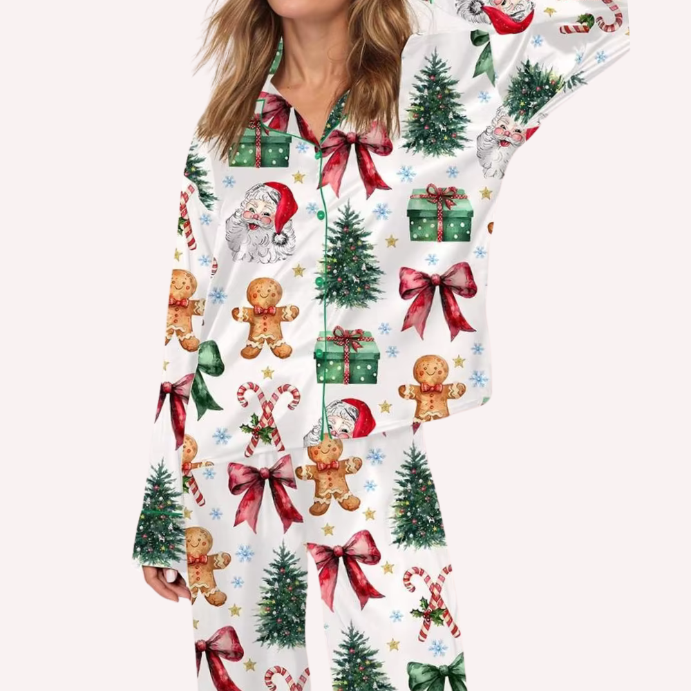 Christmas Print Long Sleeve PJ Set